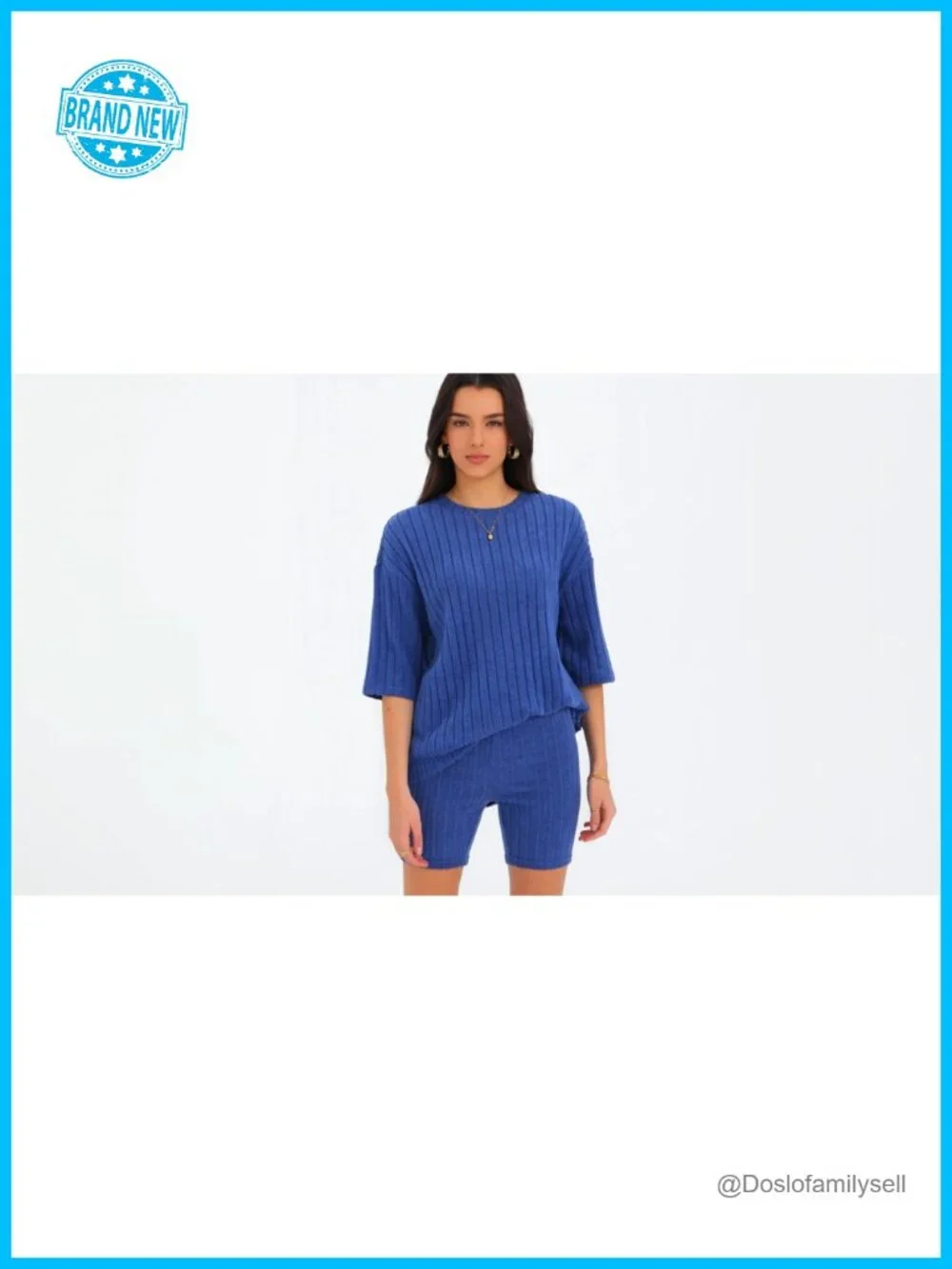 Rib Knit Lounge Sets Women 2 Piece Matching Short Sets Casual Biker Shorts